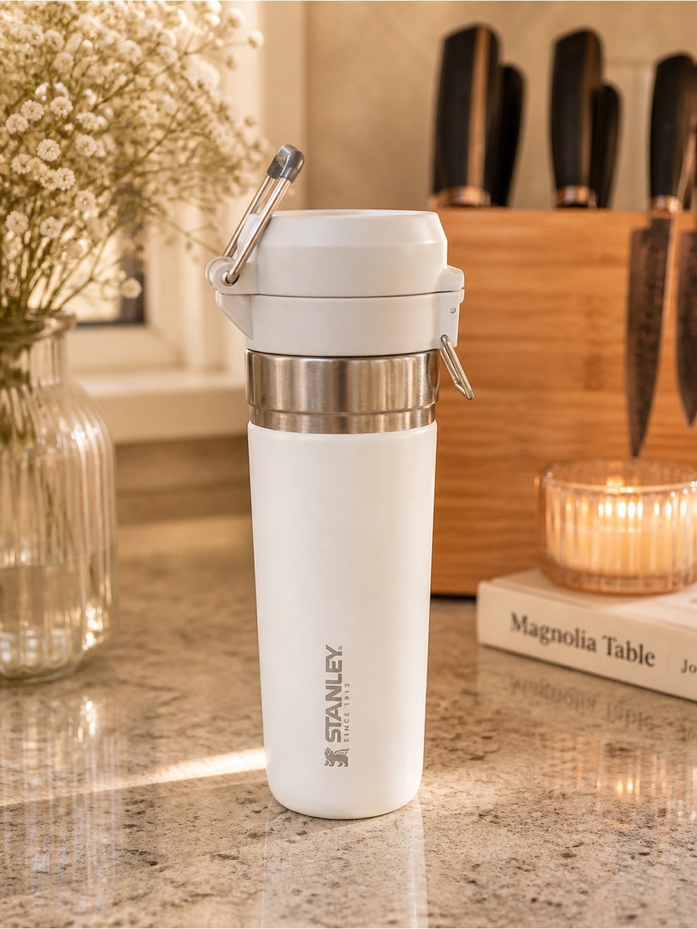 Stanley White Insulated Travel Bottle - Leak-Resistant